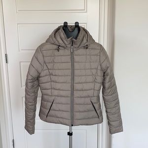 Zara Gray Puffer Hoodie Jacket Size L